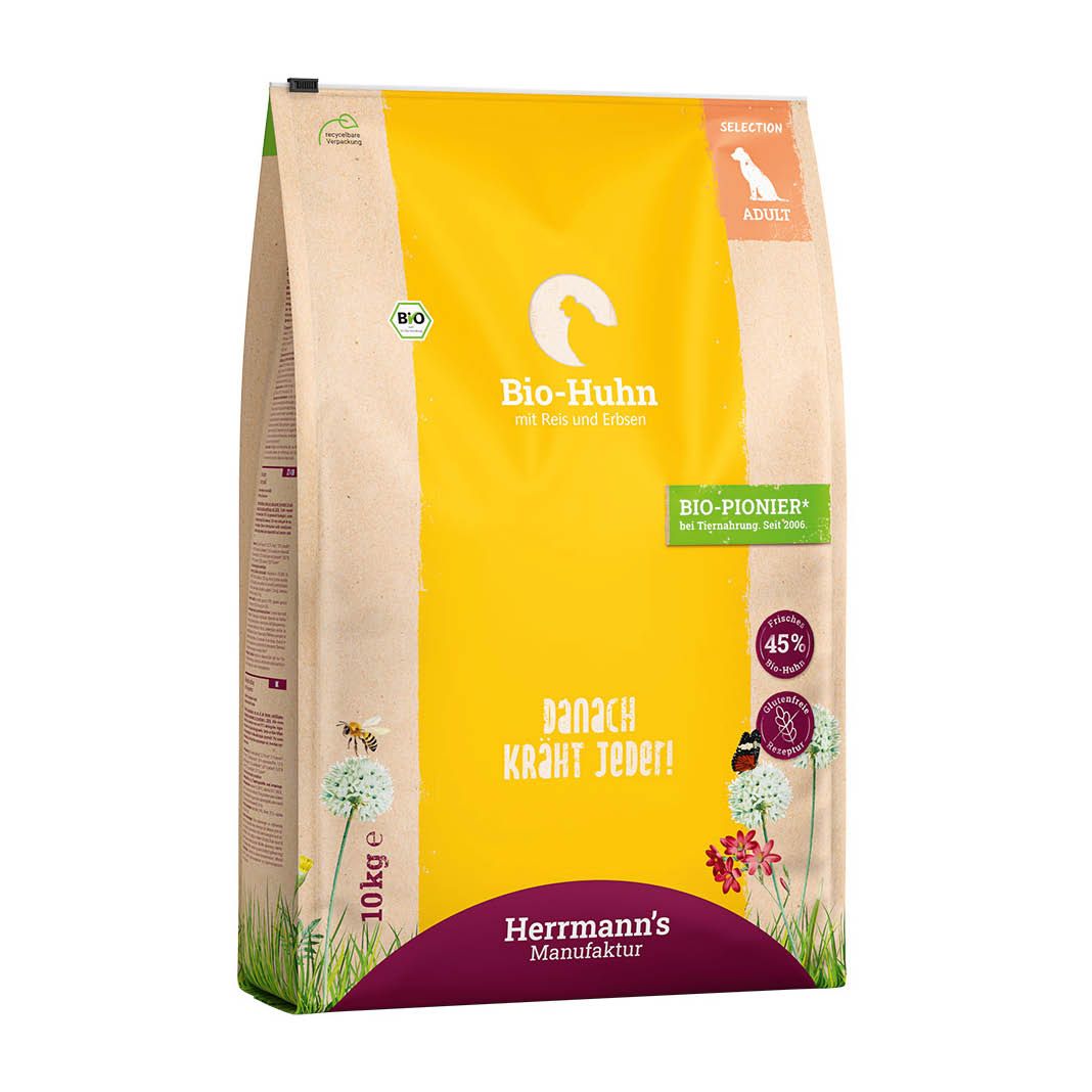 Herrmanns Selection - Erwachsen - Bio-Huhn mit Reis und Erbsen | 2 x 10 kg