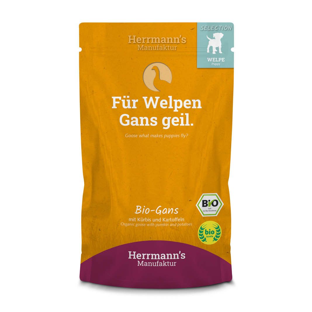 Herrmanns Selection - Welpe - Bio Rind mit Apfel und Haferflocken | 6 x 400 g