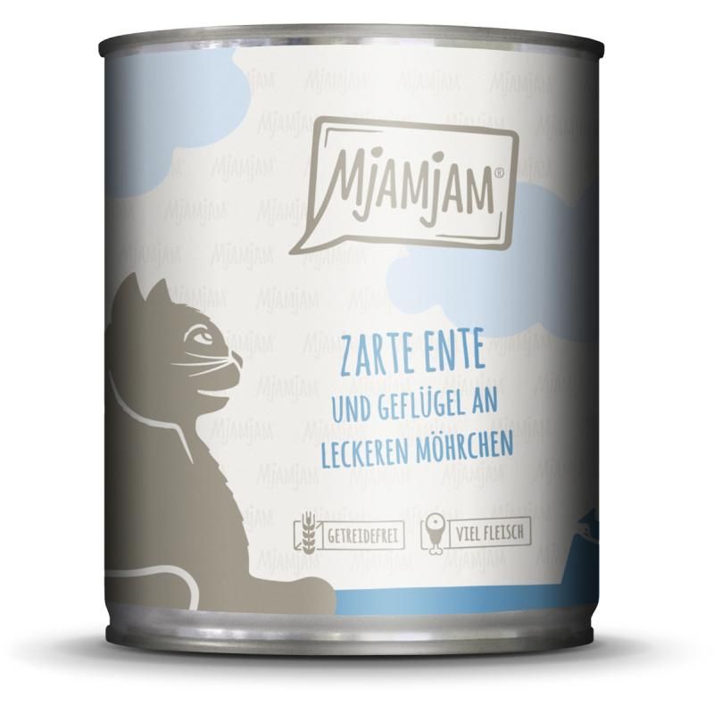 MjAMjAM Cat - Zarte Ente & Geflügel an leckeren Möhrchen | 6 x 800 g