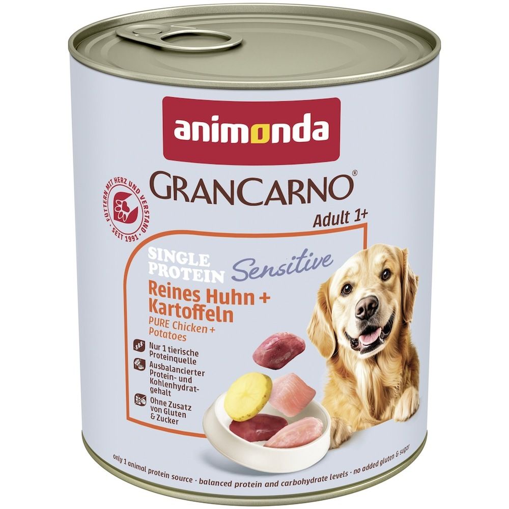 animonda GranCarno - Dose - Adult - Sensitiv - Reines Huhn + Kartoffeln | 6 x 800 g