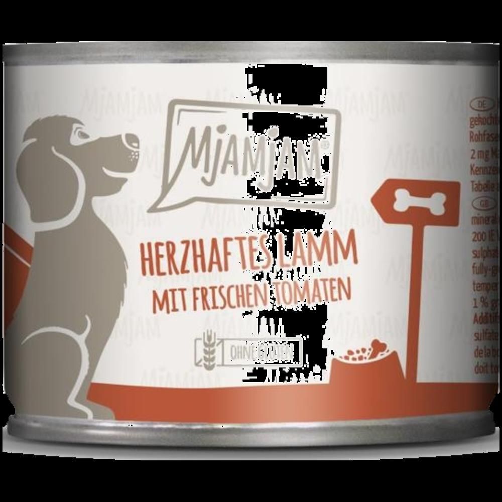 MjAMjAM Dog - Herzhaftes Lamm an gekochtem Reis mit frischen Tomaten | 6 x 200 g