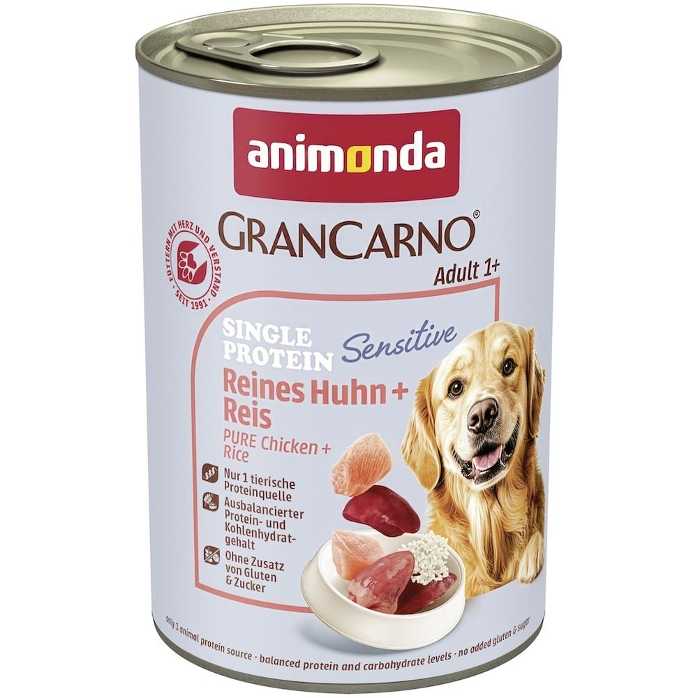 animonda GranCarno - Dose - Adult - Sensitiv - Reines Huhn + Reis | 6 x 400 g