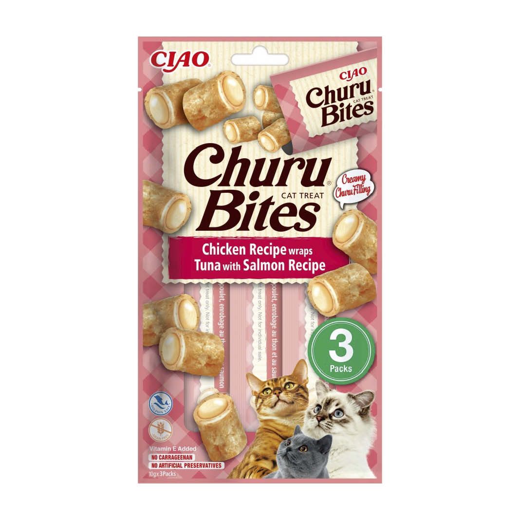 Inaba Cat Churu Bites Hühnerfleisch trifft auf Thunfisch mit Lachs