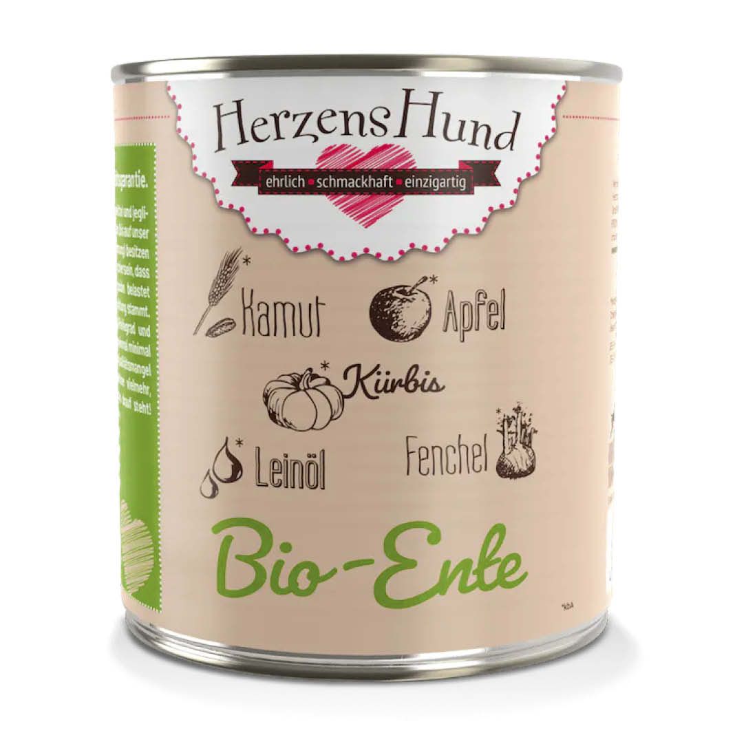 HerzensHund Bio-Ente mit Bio-Gemüse - getreidefrei | 6 x 800 g