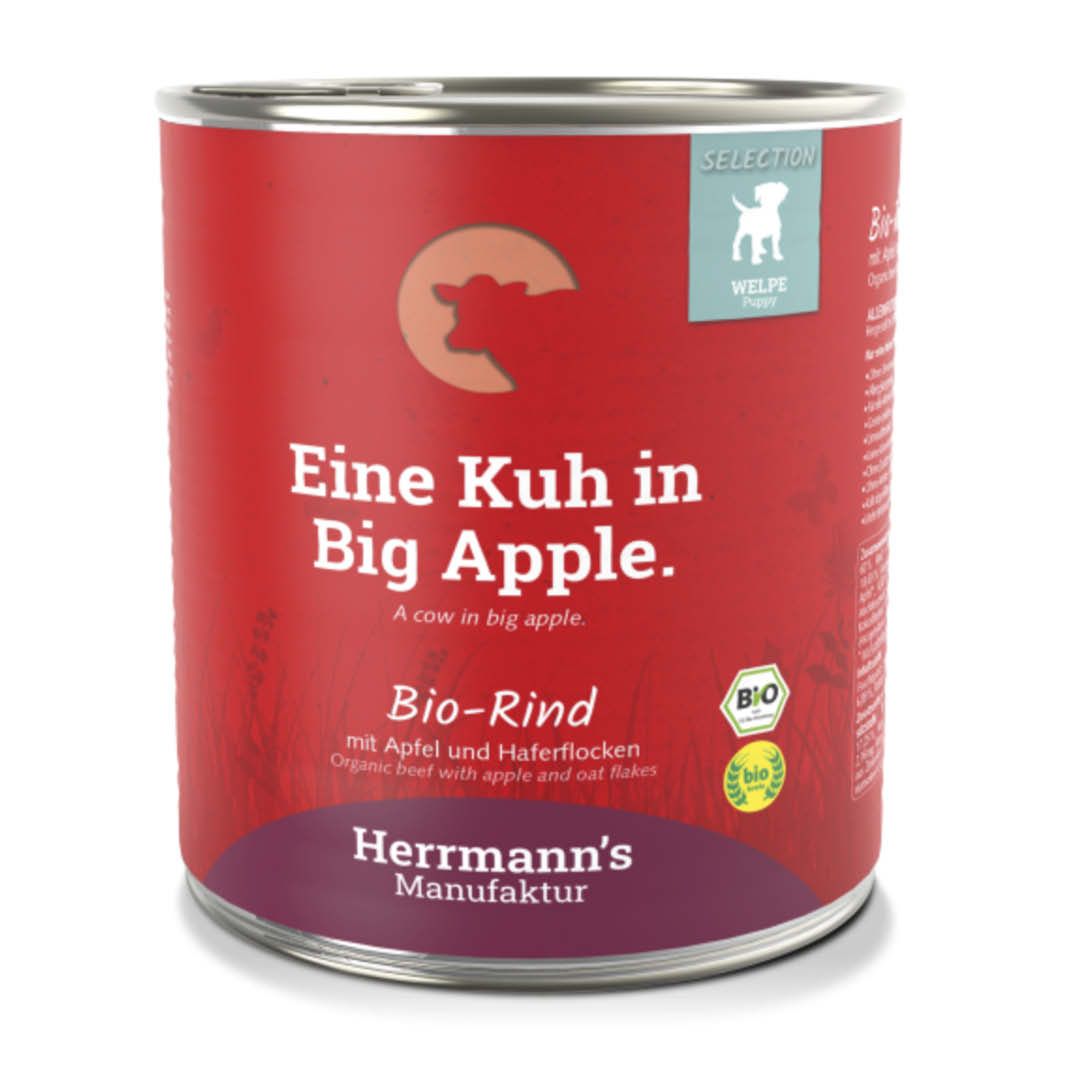 Herrmanns Selection - Welpe - Bio Rind mit Apfel und Haferflocken | 6 x 400 g