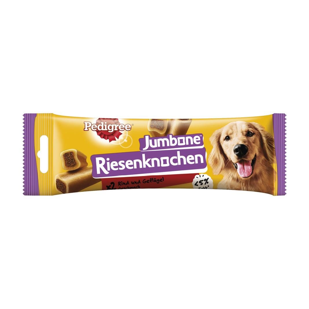 PEDIGREE® JUMBONE™ Riesenknochen Beutel Medium mit Rind und Geflügel Geschmack 2 Stück | 12 x 180 g