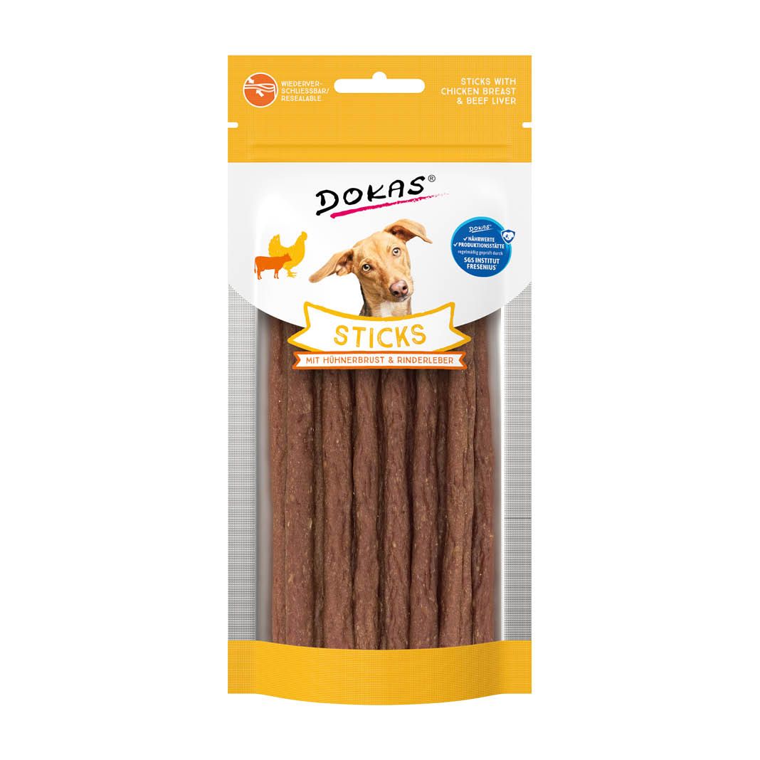 Dokas Sticks mit Hühnerbrust und Rinderleber | 12 x 60 g