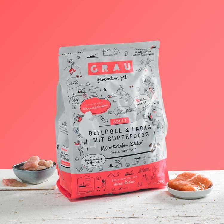 Grau Katze Geflügel & Lachs mit Superfoods | 2 kg