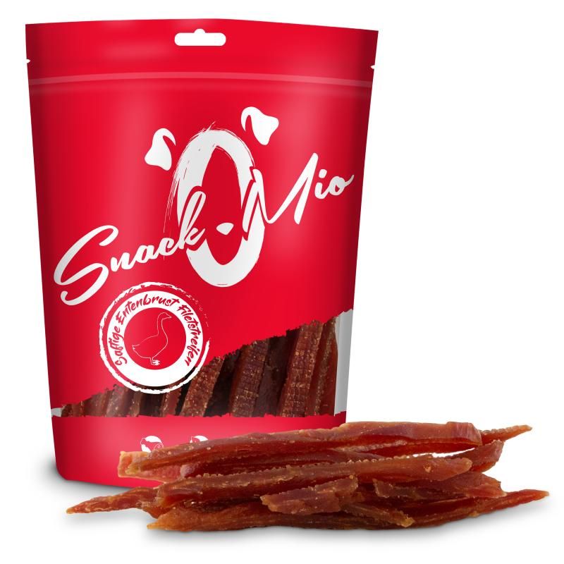 SnackOMio Hundesnack saftige Entenbrust Filetstreifen | 5 x 500 g