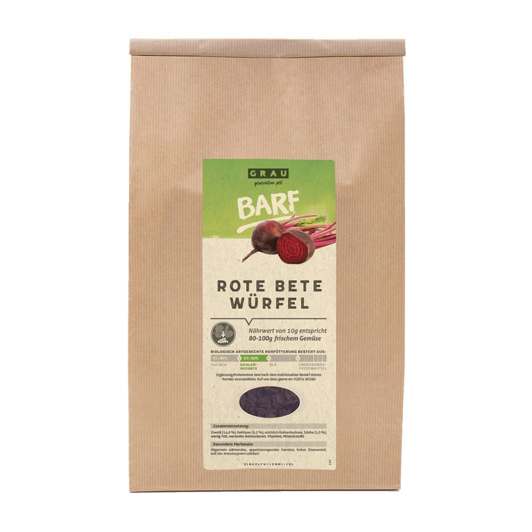 Grau Hund Rote Beete-Würfel