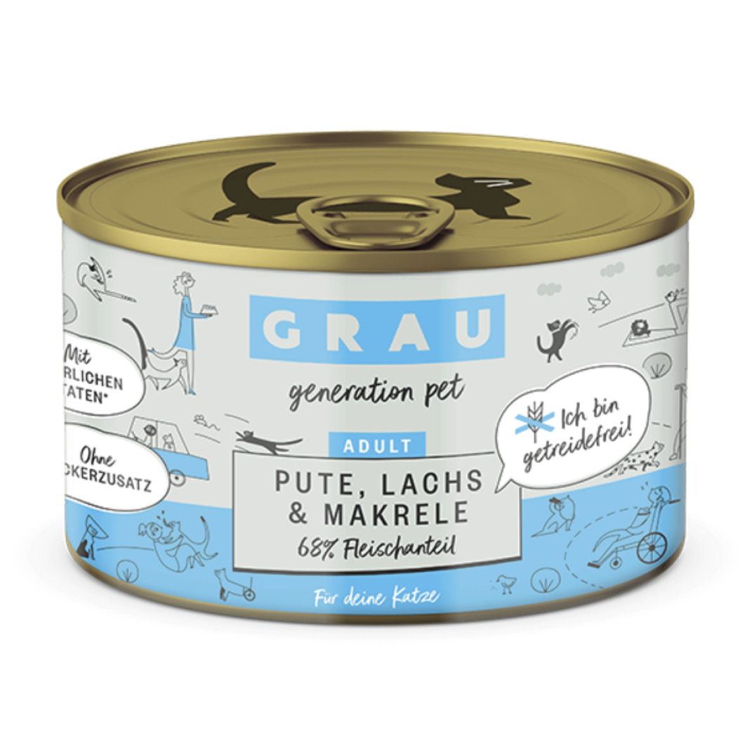 Grau Katze Huhn & Putenherzen | 6 x 800 g