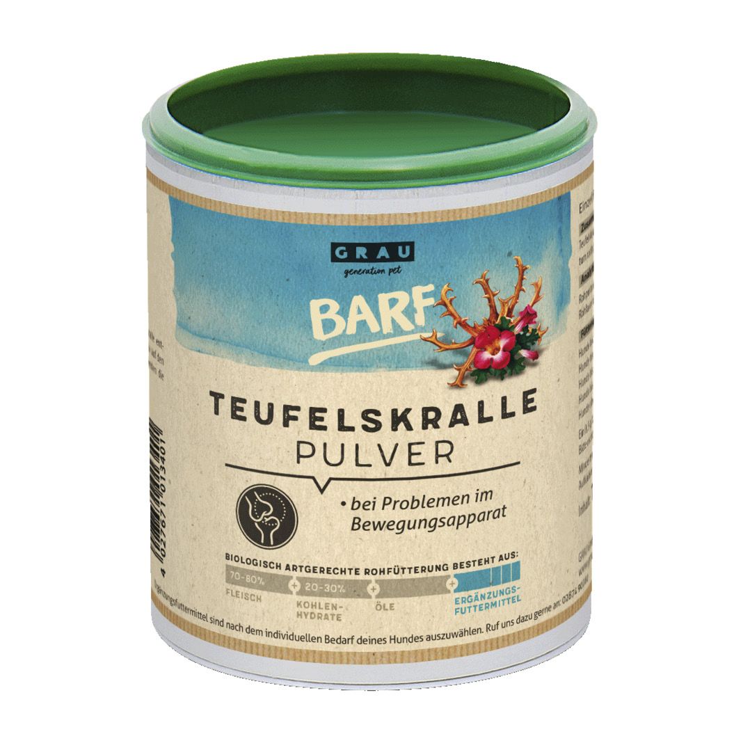Grau Hund Teufelskralle Pulver