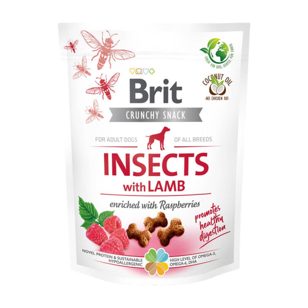 Brit Crunchy Cracker - Insekt mit Lamm, angereichert mit Himbeeren | 6 x 200 g