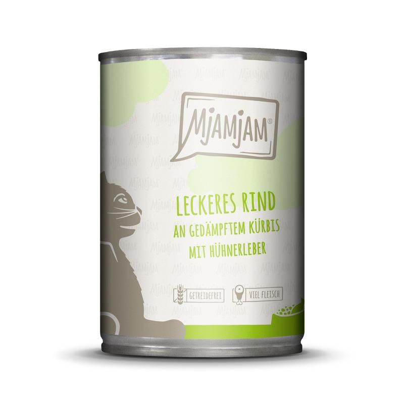MjAMjAM Cat - Leckeres Rind an gedämpftem Kürbis | 6 x 400 g
