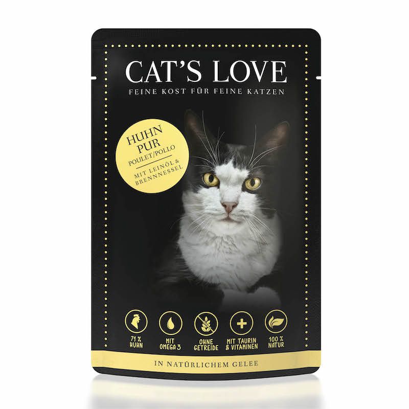 CAT'S LOVE Huhn Pur Pouch | 12 x 85 g