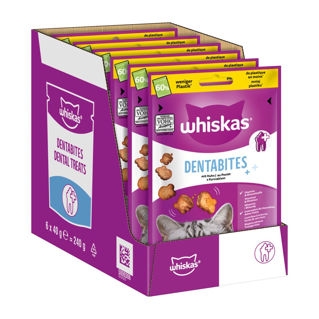 WHISKAS® DENTABITES mit Huhn | 6 x 40 g
