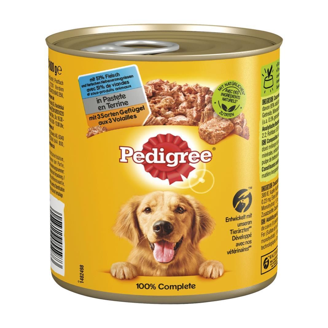 PEDIGREE® Dose mit 3 Sorten: Rind, Lamm und Huhn in Pastete | 12 x 800 g