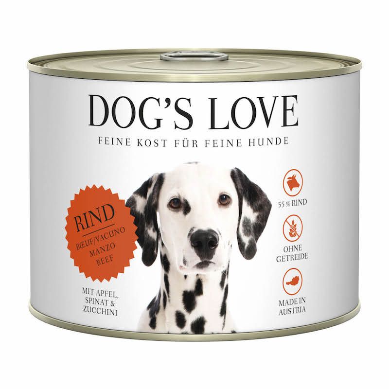 DOG'S LOVE Adult - Rind mit Apfel, Spinat & Zucchini | 6 x 200 g
