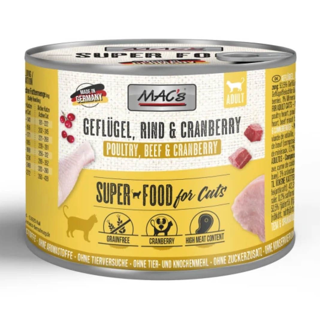 MAC's - Cat - Geflügel, Rind & Cranberry | 6 x 200 g