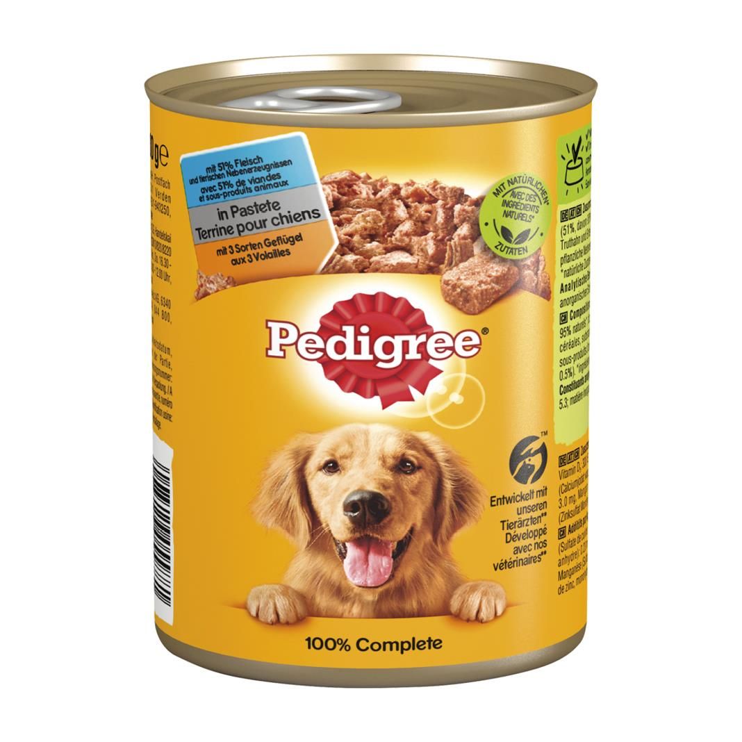 PEDIGREE® Dose mit 3 Sorten: Rind, Lamm und Huhn in Pastete | 12 x 800 g