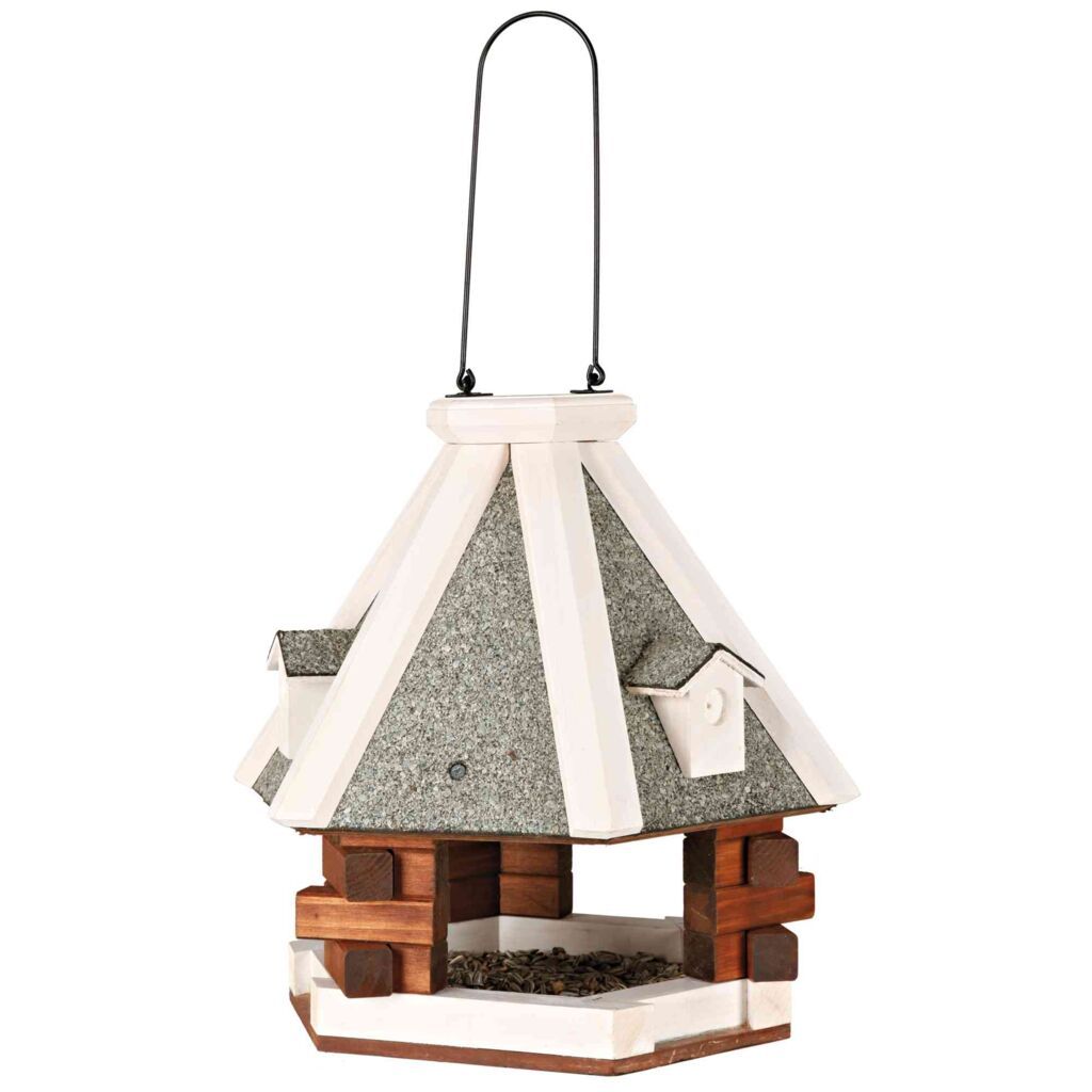 TRIXIE natura Futterhaus zum Aufhängen, Kiefernholz, braun/weiß | ø 36 x 35 cm