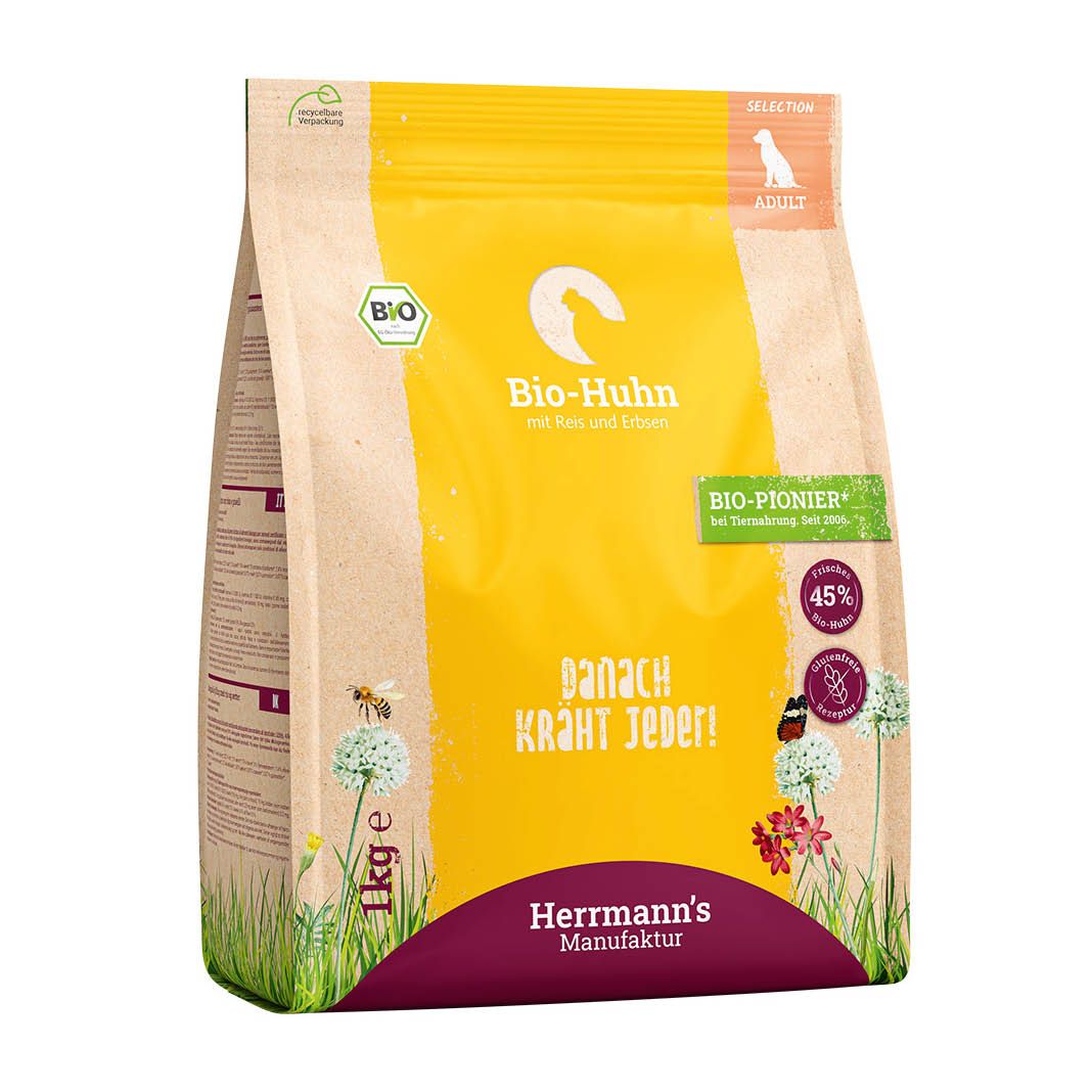 Herrmanns Selection - Erwachsen - Bio-Huhn mit Reis und Erbsen | 1 kg