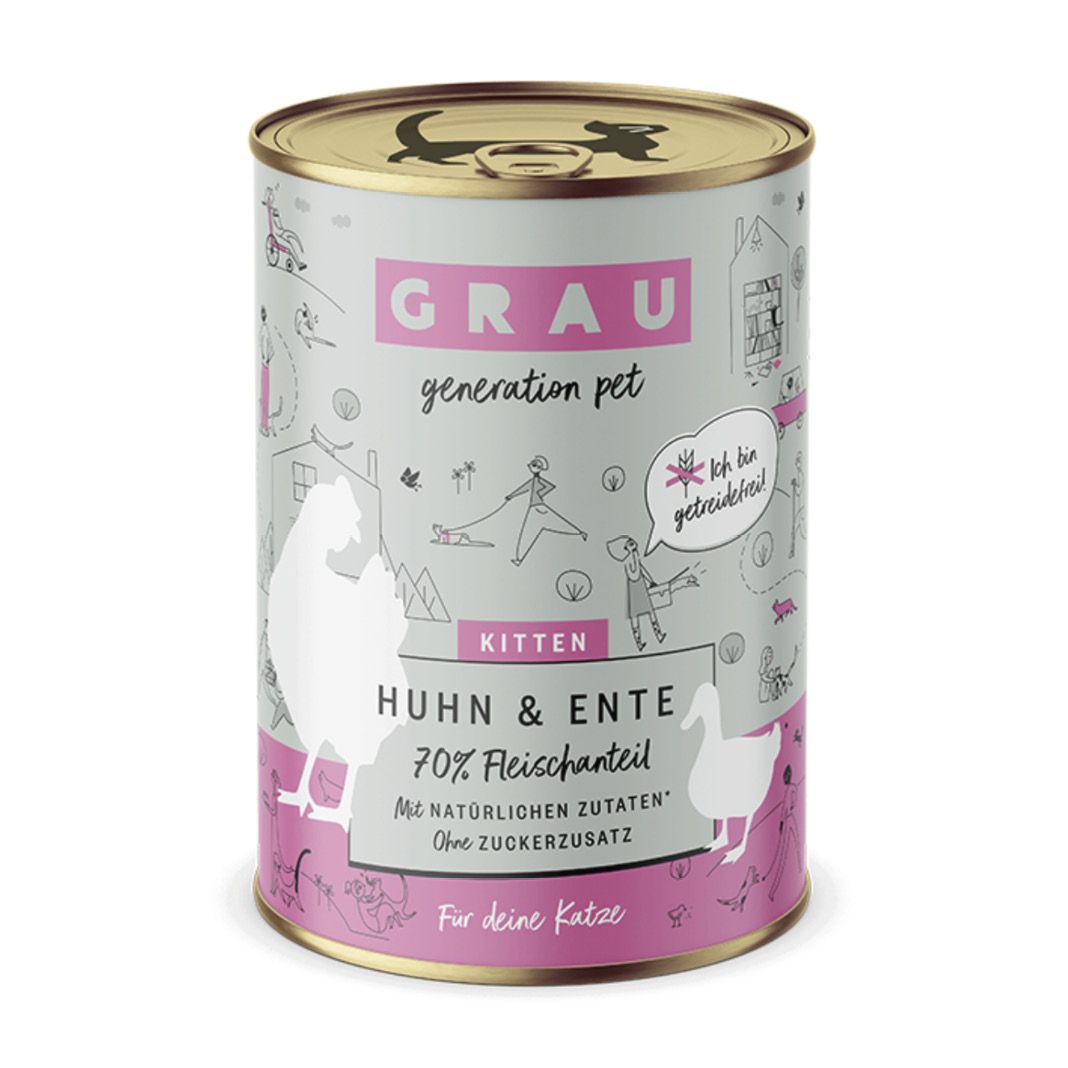 Grau Katze Kitten Huhn & Ente | 6 x 400 g
