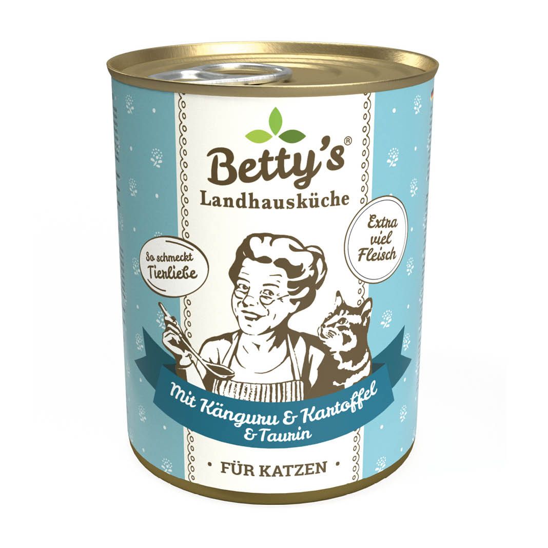 Betty's Landhausküche - Katze - Nassfutter - Känguru & Kartoffel | 6 x 400 g