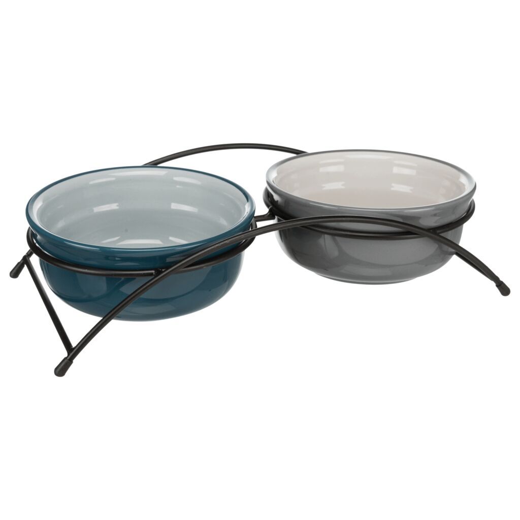 TRIXIE Napf-Set, Keramik/Metall, petrol/hellpetrol/grau/hellgrau