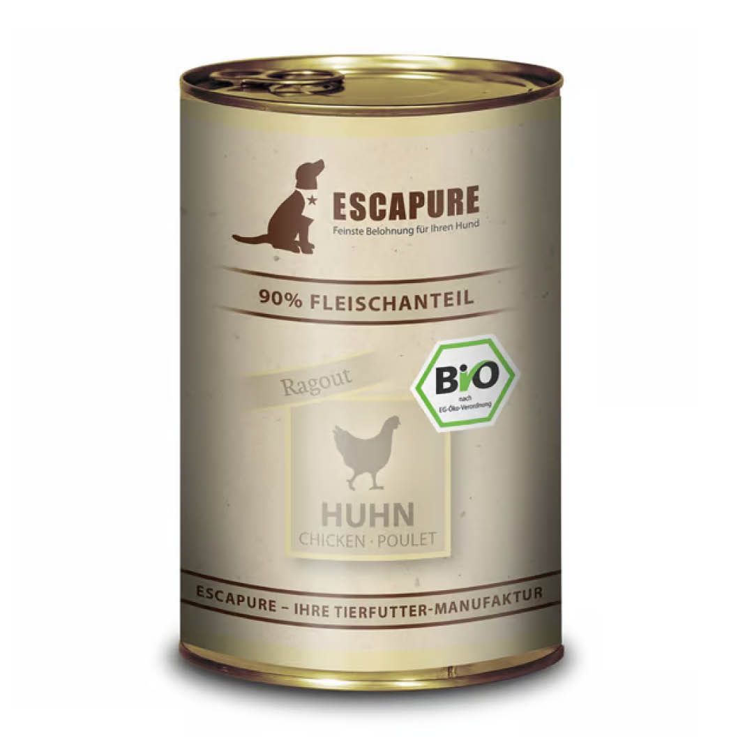 Escapure Nassfutter Dose Bio Huhn Ragout | 6 x 400 g