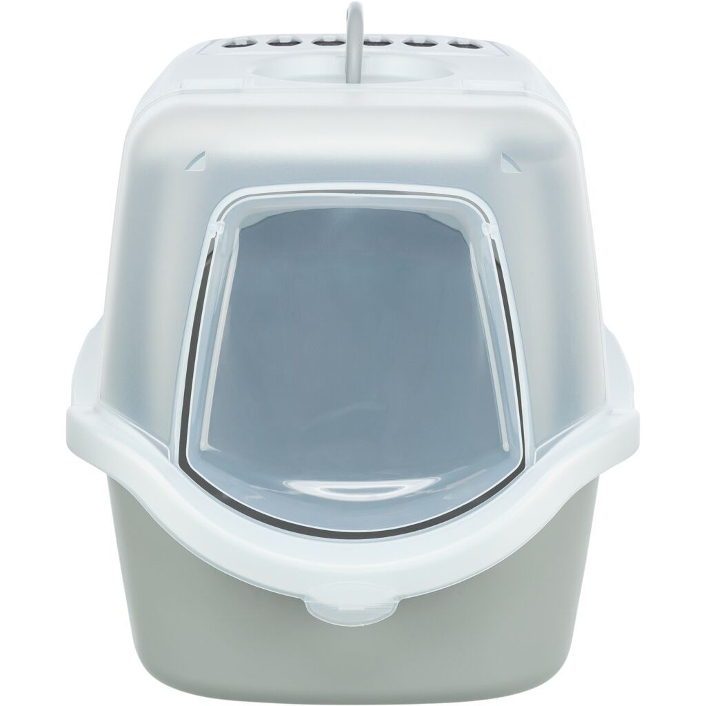 TRIXIE Katzentoilette Vico Open Top, mit Haube, hellgrau/weiß | 40 × 40 × 56 cm
