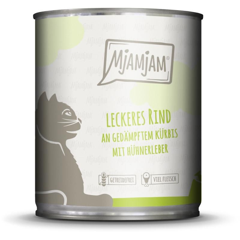 MjAMjAM Cat - Leckeres Rind an gedämpftem Kürbis | 6 x 800 g