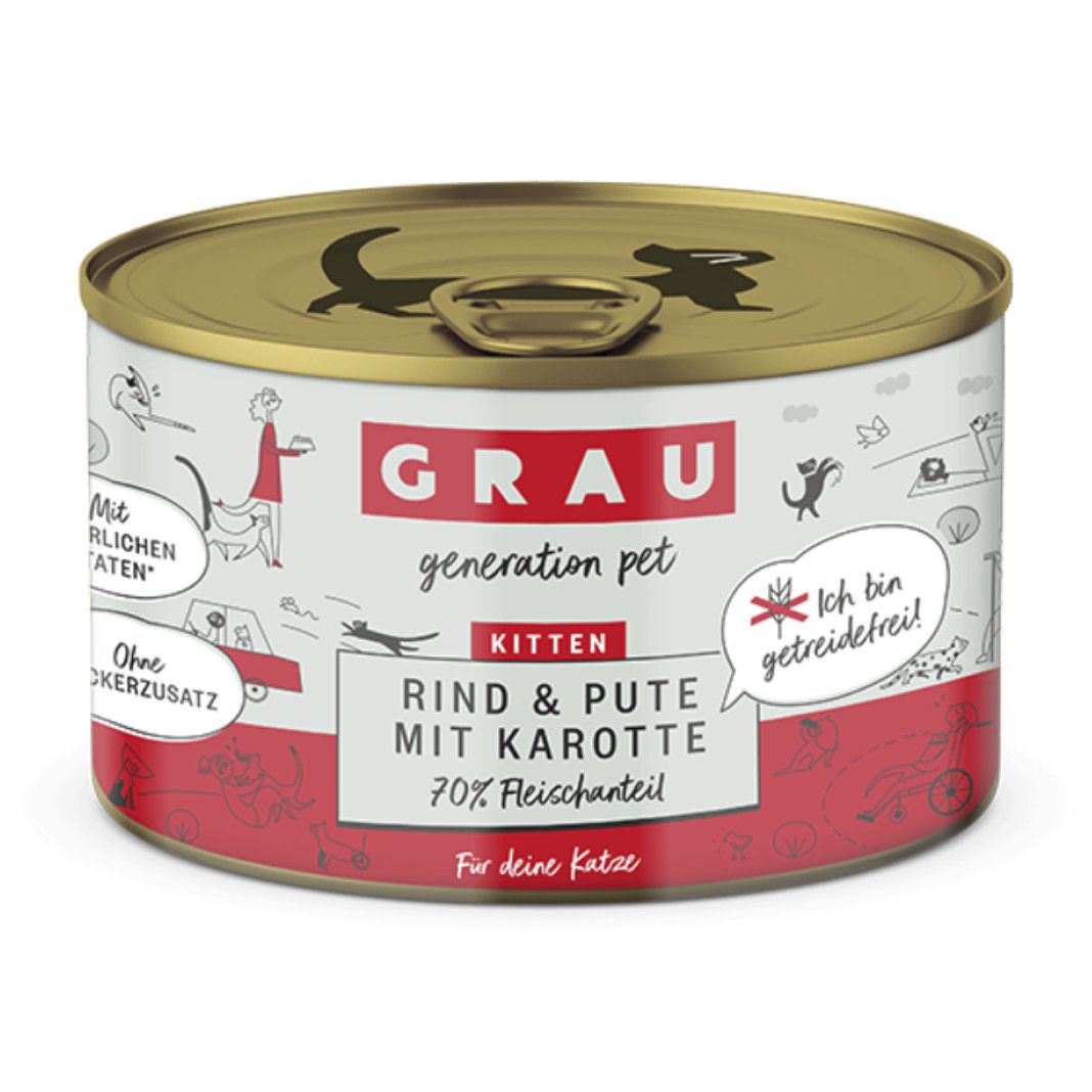Grau Katze Huhn & Putenherzen | 6 x 800 g