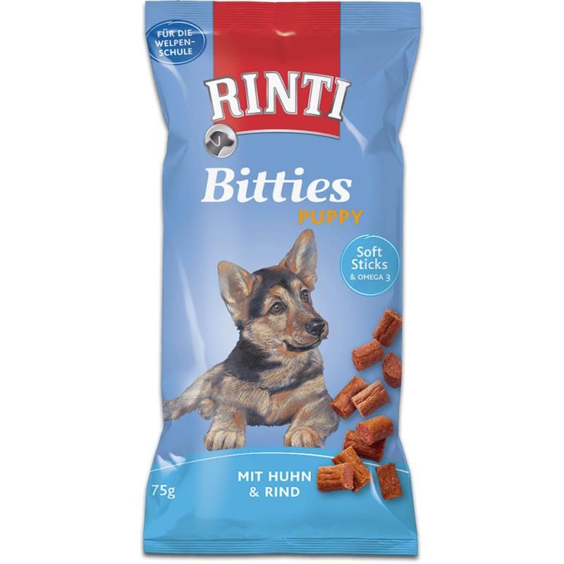 Rinti Extra Bitties Puppy Soft Sticks mit Huhn & Rind | 8 x 75 g