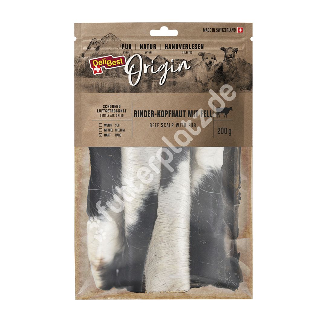 DeliBest Origin - Rinderkopfhaut mit Fell | 200 g