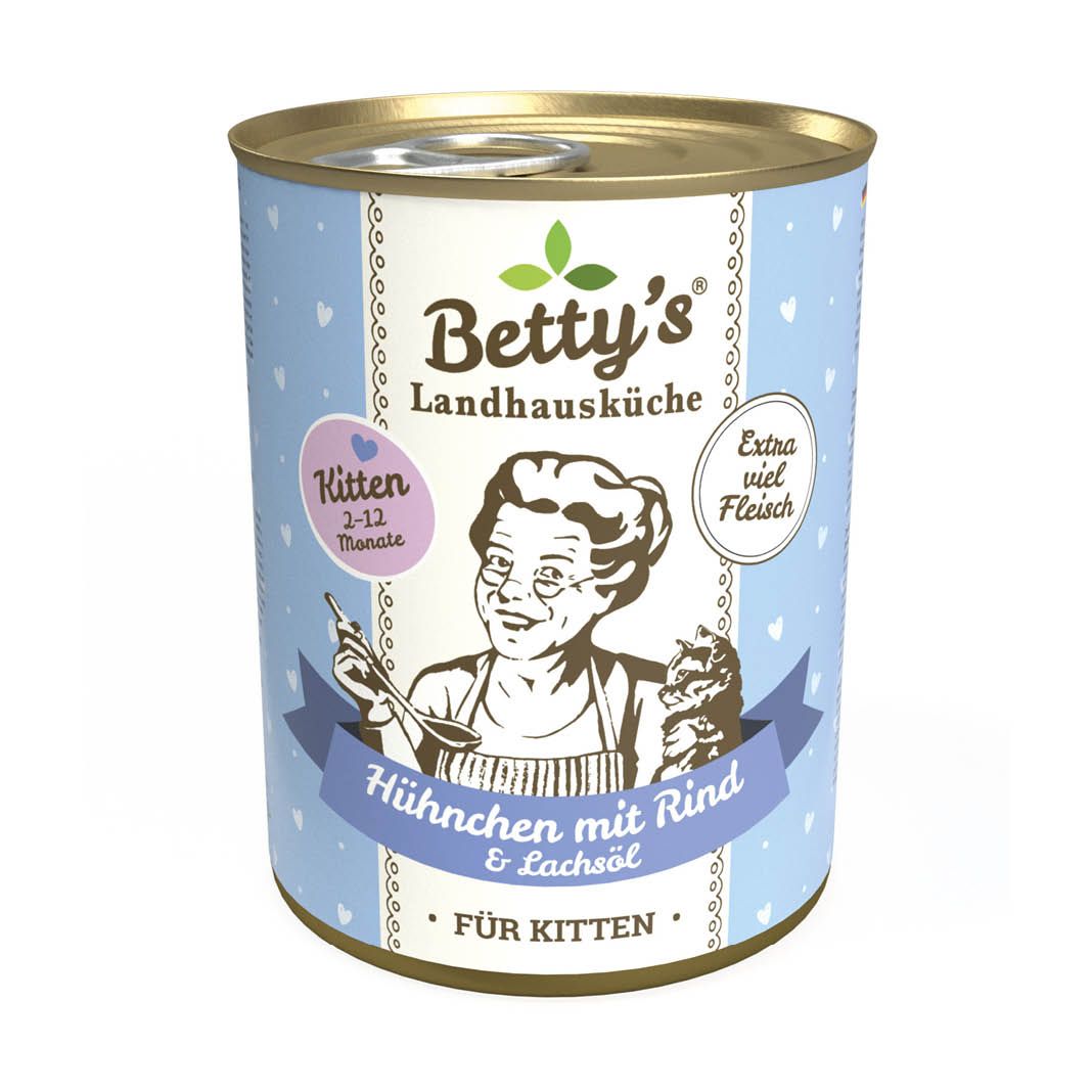 Betty's Landhausküche - Katze - Nassfutter - Kitten Hühnchen & Rind | 6 x 400 g Betty's Landhausküche - Katze - Nassfutter - Kitten Hühnchen & Rind | 6 x 400 g