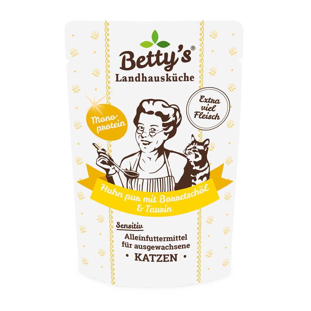 Betty's Landhausküche - Katze - Nassfutter - Hühnchen pur MONO - Pouch | 12 x 100 g