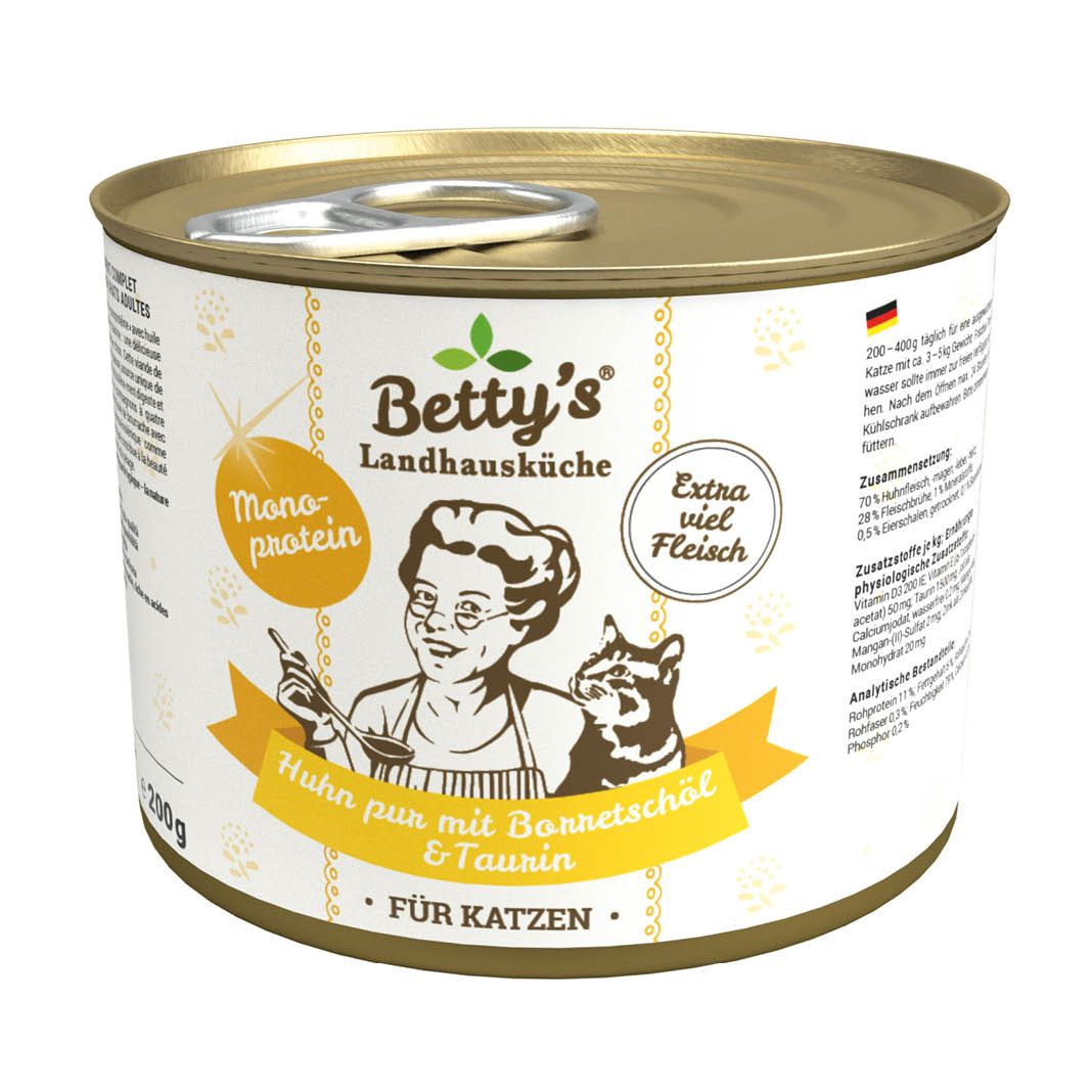 Betty's Landhausküche - Katze - Nassfutter - Hühnchen pur MONO | 6 x 200 g Betty's Landhausküche - Katze - Nassfutter - Hühnchen pur MONO | 6 x 200 g