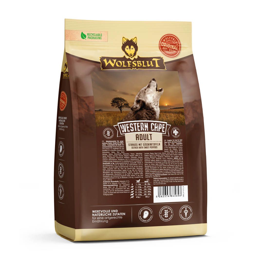 Wolfsblut Western Cape Adult - Strauß mit Süßkartoffeln | 4 x 2 kg