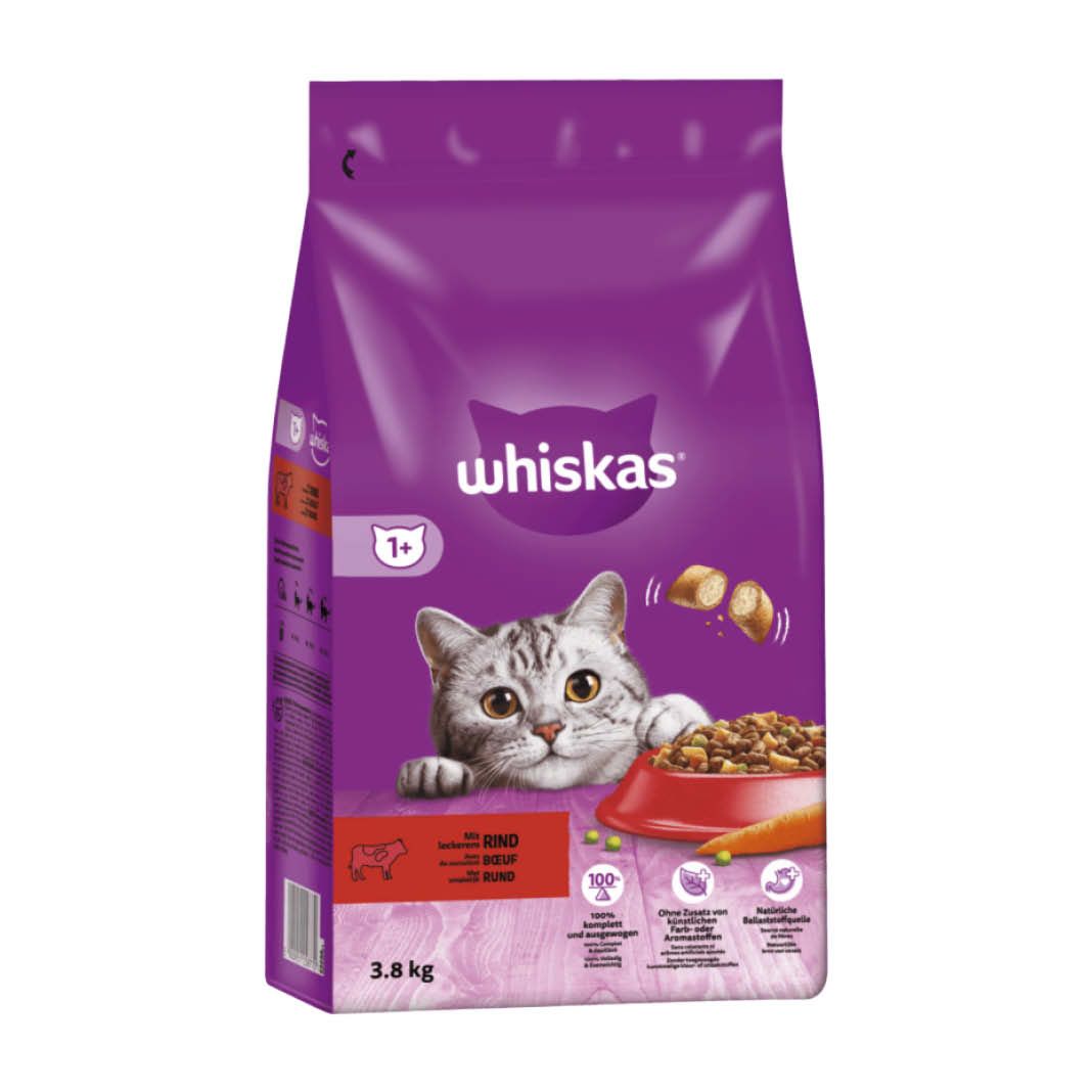 WHISKAS Beutel Trocken Adult 1 mit Rind 3 8 kg