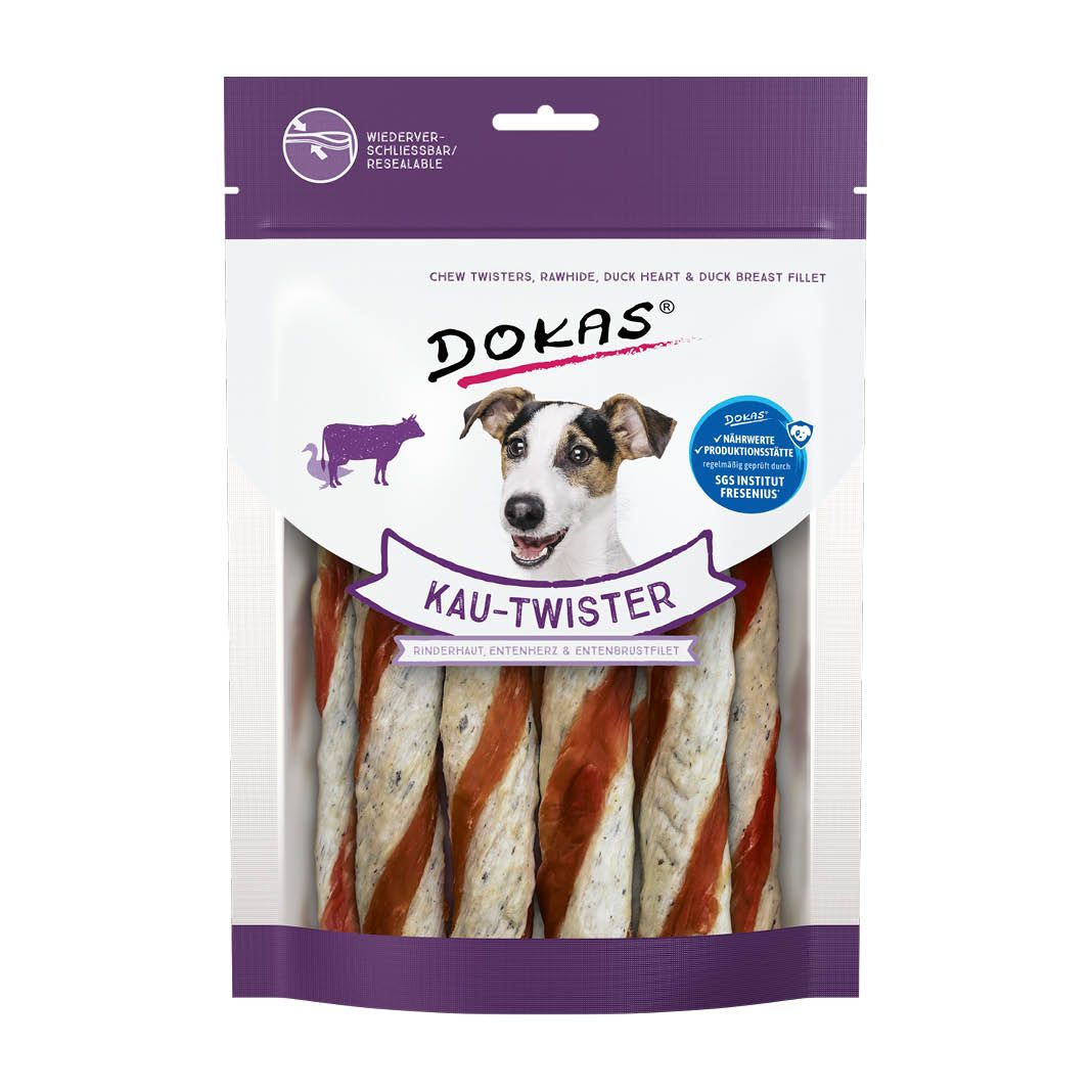 Dokas Kau-Twister Rinderhaut, Entenherz und Entenbrustfilet | 200 g