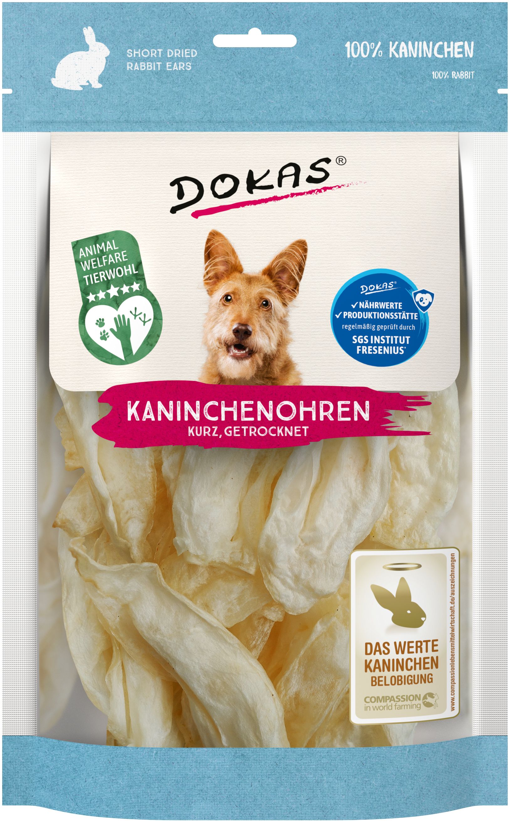 Dokas Kaninchenohren ohne Fell getrocknet | 7 x 70 g