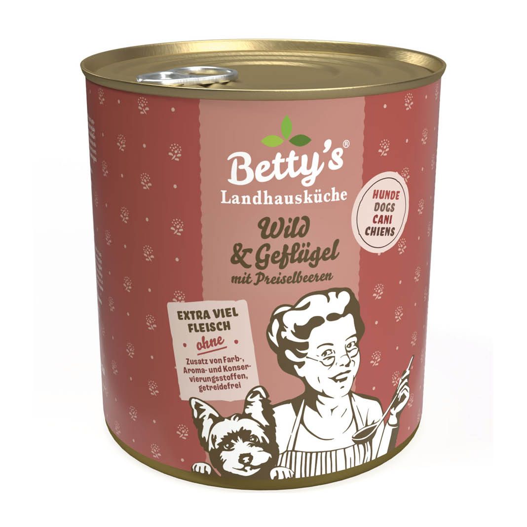 Betty's Landhausküche - Hund - Nassfutter - Wild & Geflügel | 6 x 800 g Betty's Landhausküche - Hund - Nassfutter - Wild & Geflügel | 6 x 800 g