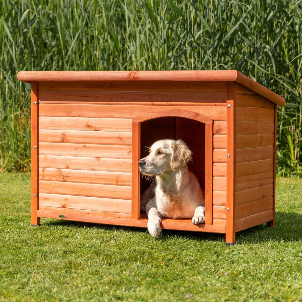 TRIXIE natura Hundehütte Classic Flachdach, braun | L: 116 x 82 x 79 cm
