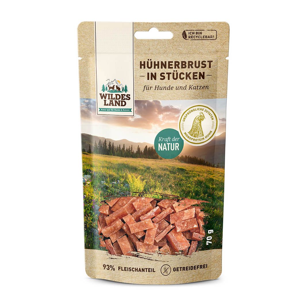 Wildes Land Cat - Fleischsnacks - Hühnerbrust in Stücken | 70 g