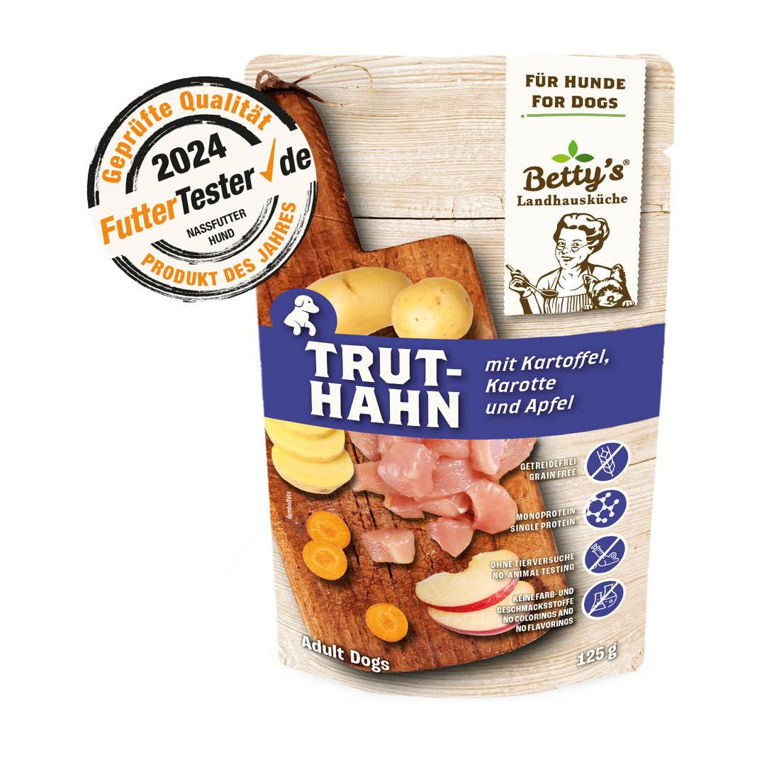 Betty's Landhausküche - Hund - Nassfutter - Truthahn & Kartoffel - Pouch | 10 x 125 g Betty's Landhausküche - Hund - Nassfutter - Truthahn & Kartoffel - Pouch | 10 x 125 g