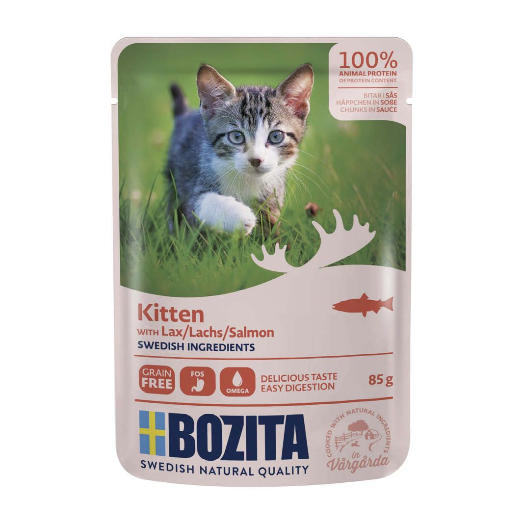 Bozita Cat Pouch Häppchen in Soße Kitten mit Lachs | 12 x 85 g