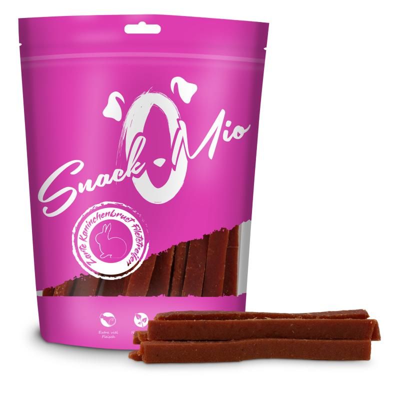 SnackOMio Hundesnack zarte Kaninchenbrust Filetstreifen | 70 g