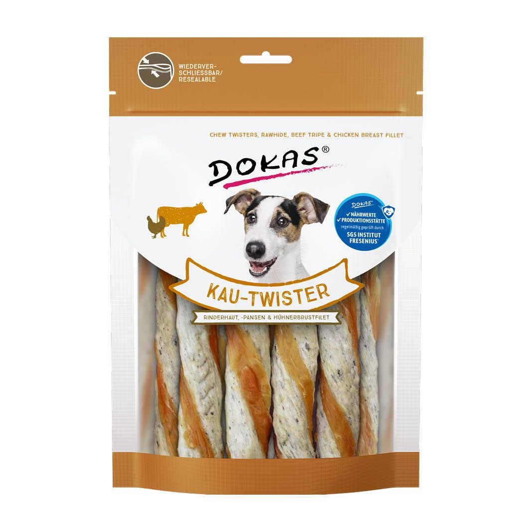 Dokas Kau-Twister Rinderhaut, Pansen & Hühnerbrustfilet | 200 g