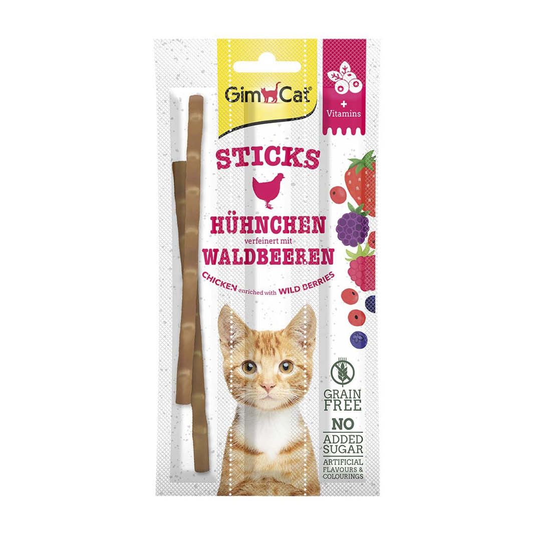 GimCat Sticks mit Hühnchen+Waldbeere | 3 x 15 g